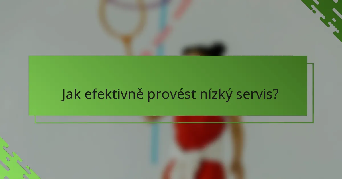 Jak efektivně provést nízký servis?
