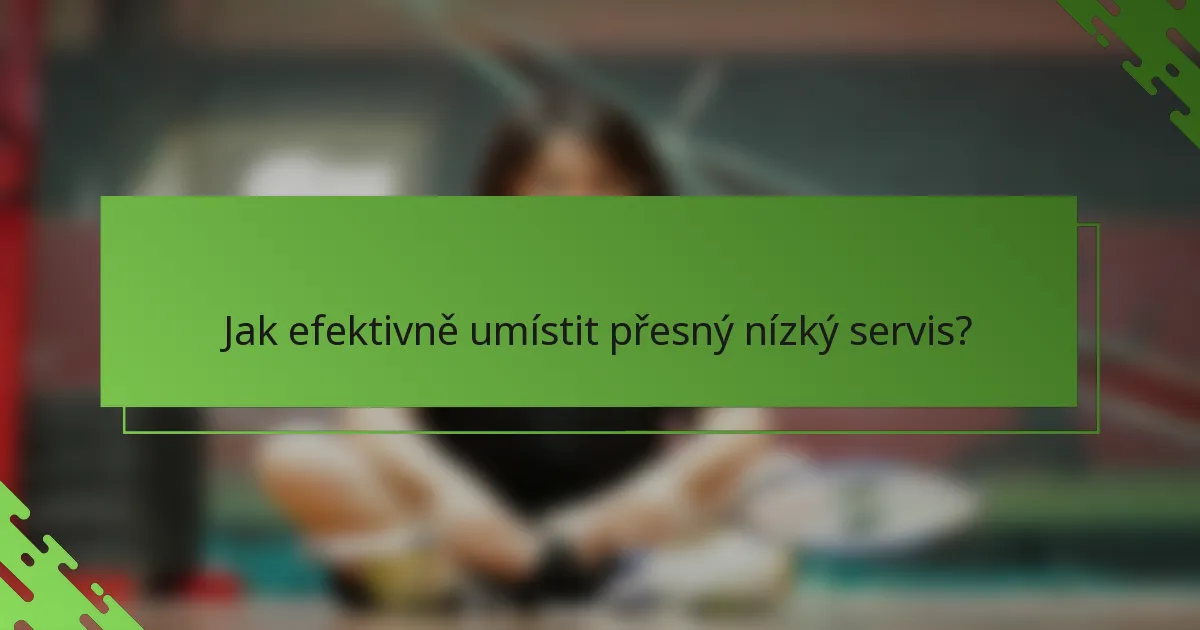 Jak efektivně umístit přesný nízký servis?