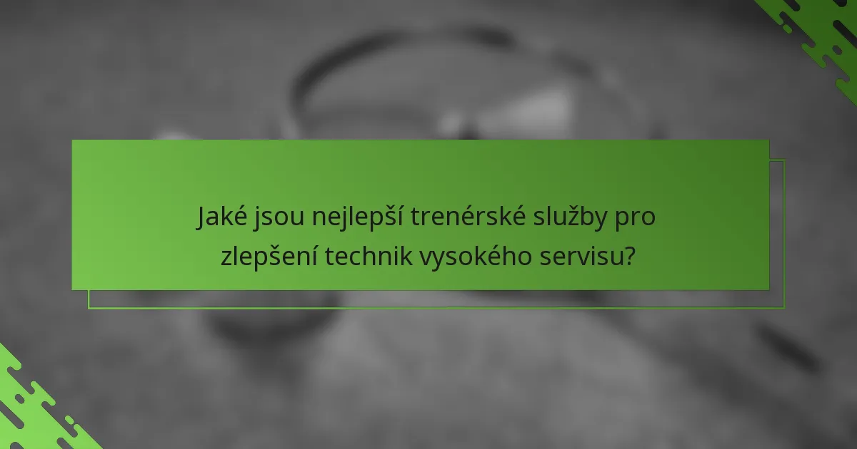 Jaké jsou nejlepší trenérské služby pro zlepšení technik vysokého servisu?