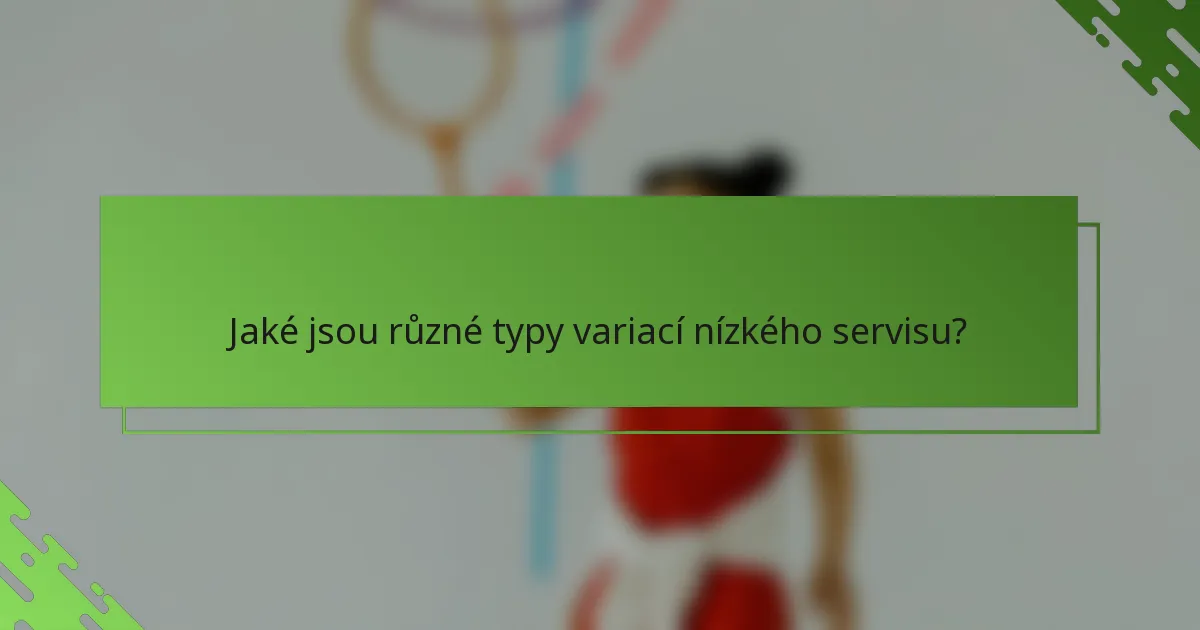 Jaké jsou různé typy variací nízkého servisu?