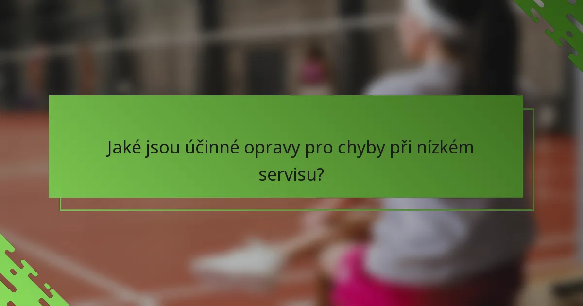 Jaké jsou účinné opravy pro chyby při nízkém servisu?